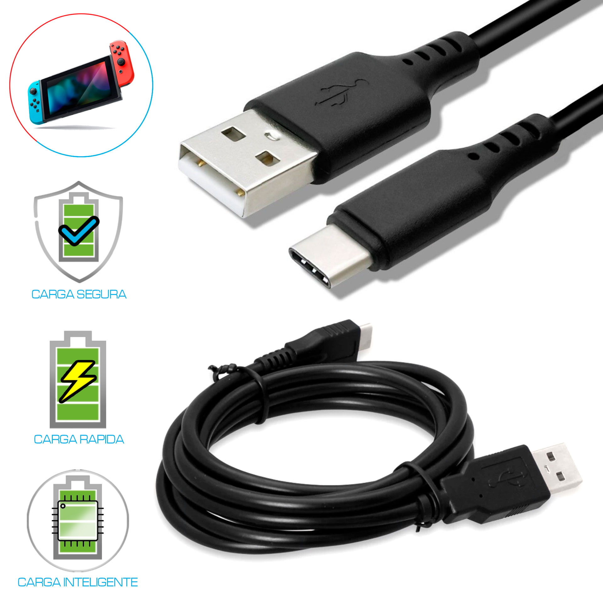 Cable cargador USB para la Nintendo Switch 