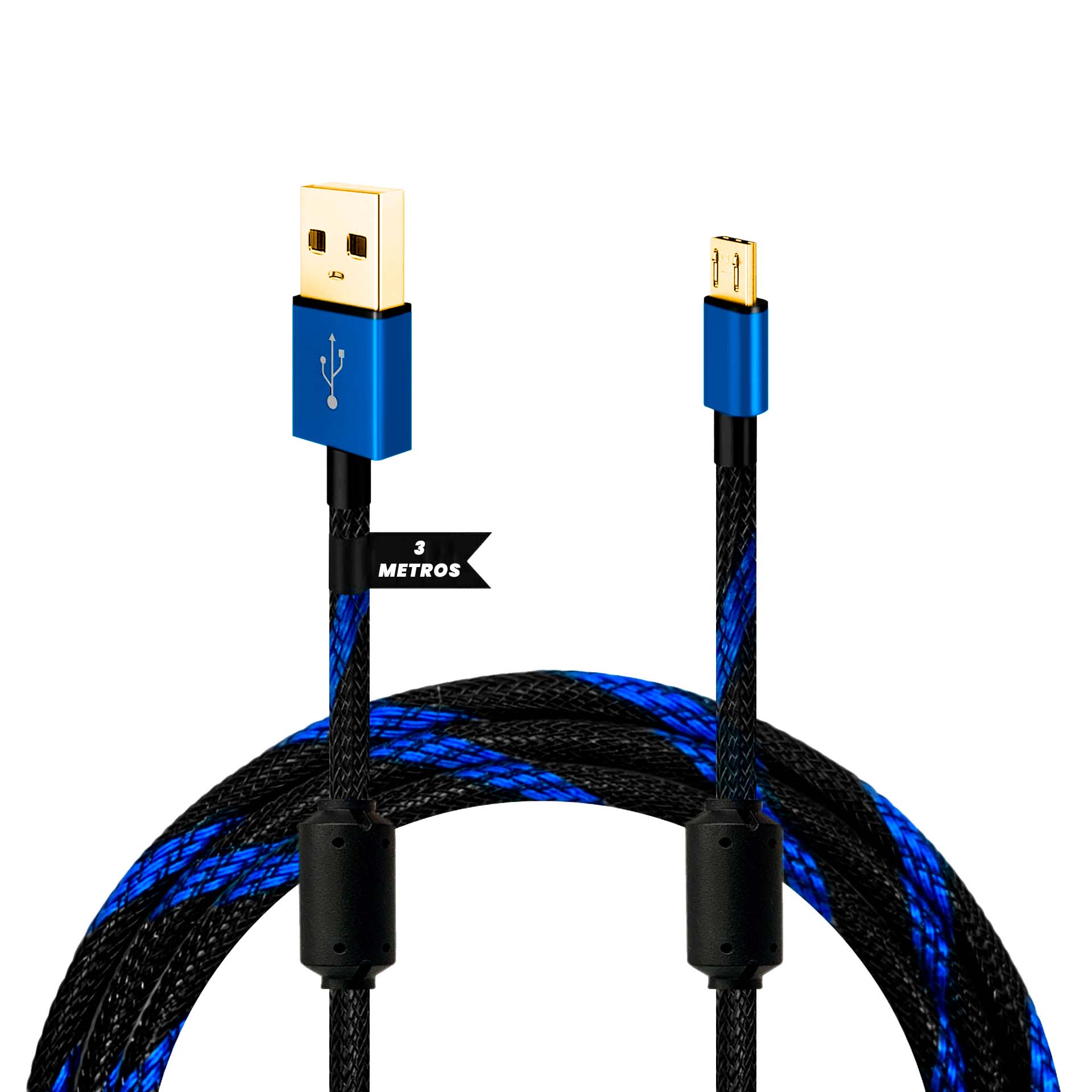 Cable de carga micro-usb de 3 metros para mando PS4