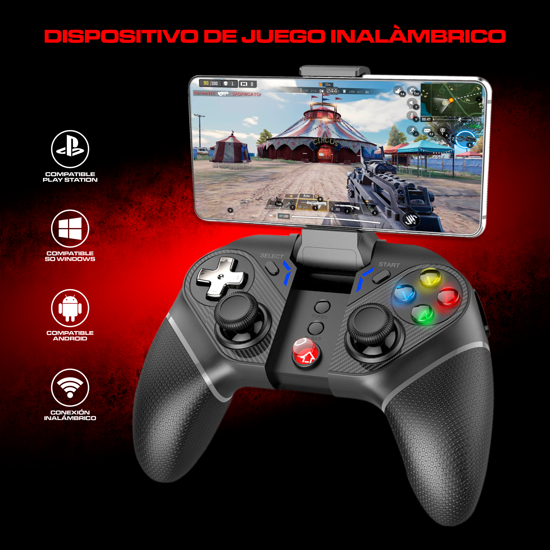 Gamepad Con Gatillos Para Celular Rojo