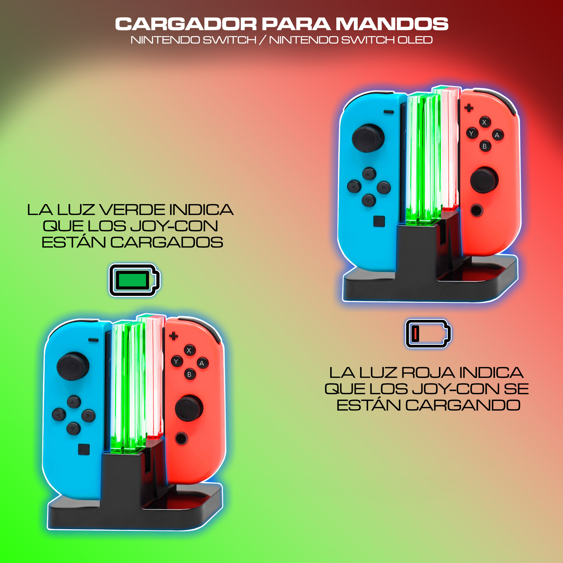 Cargador Para Mandos De Nintendo Switch/Oled Cargador Joy Con - RAC STORE