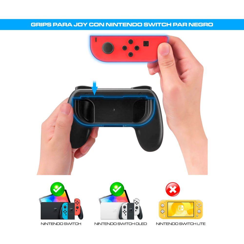 Grips Para Joy Con Nintendo Switch/Oled Adaptador 1 Par Negro RAC STORE